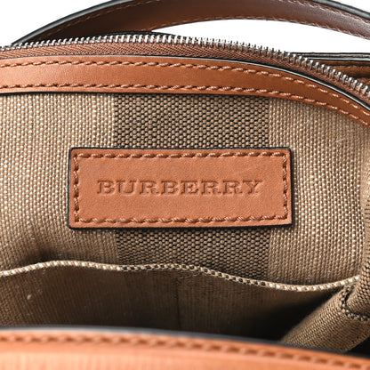 Burberry Grainy Calfskin Canvas Mega Check Medium Ashby Tassel Hobo Saddle Brown 6 of 13