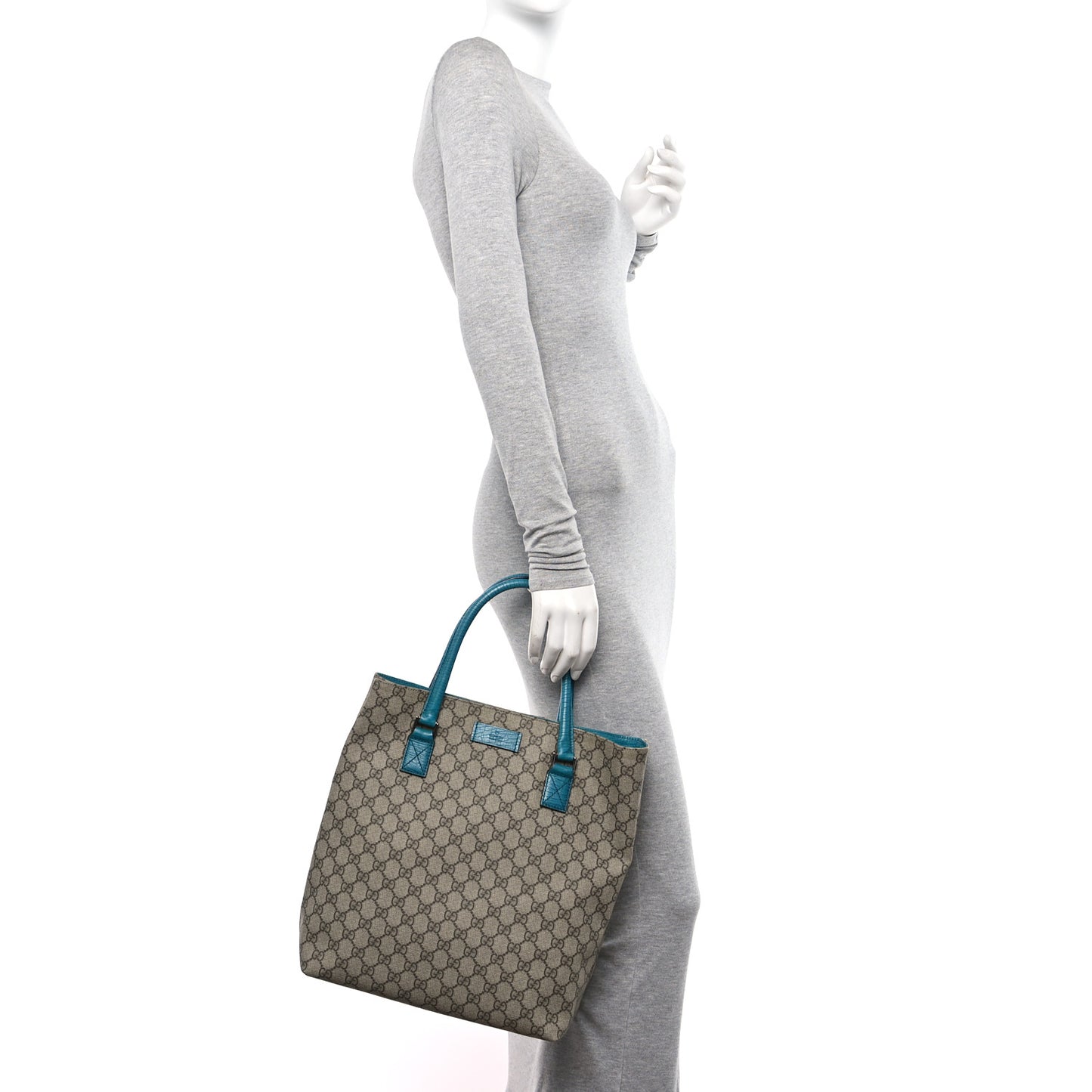 GG Plus Monogram Small Vertical Tote Turquoise