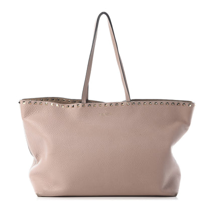 Valentino Garavani Grained Calfskin Rockstud Shoulder Tote Poudre 1 of 12