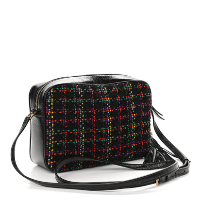 Saint Laurent Tweed Calfskin Monogram Lou Camera Bag Black 3 of 9