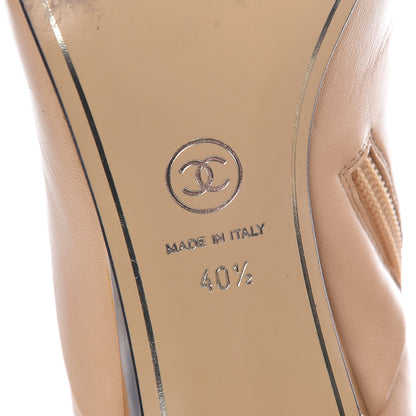 Chanel Lambskin Cap Toe Booties 40.5 Beige Black 10 of 12