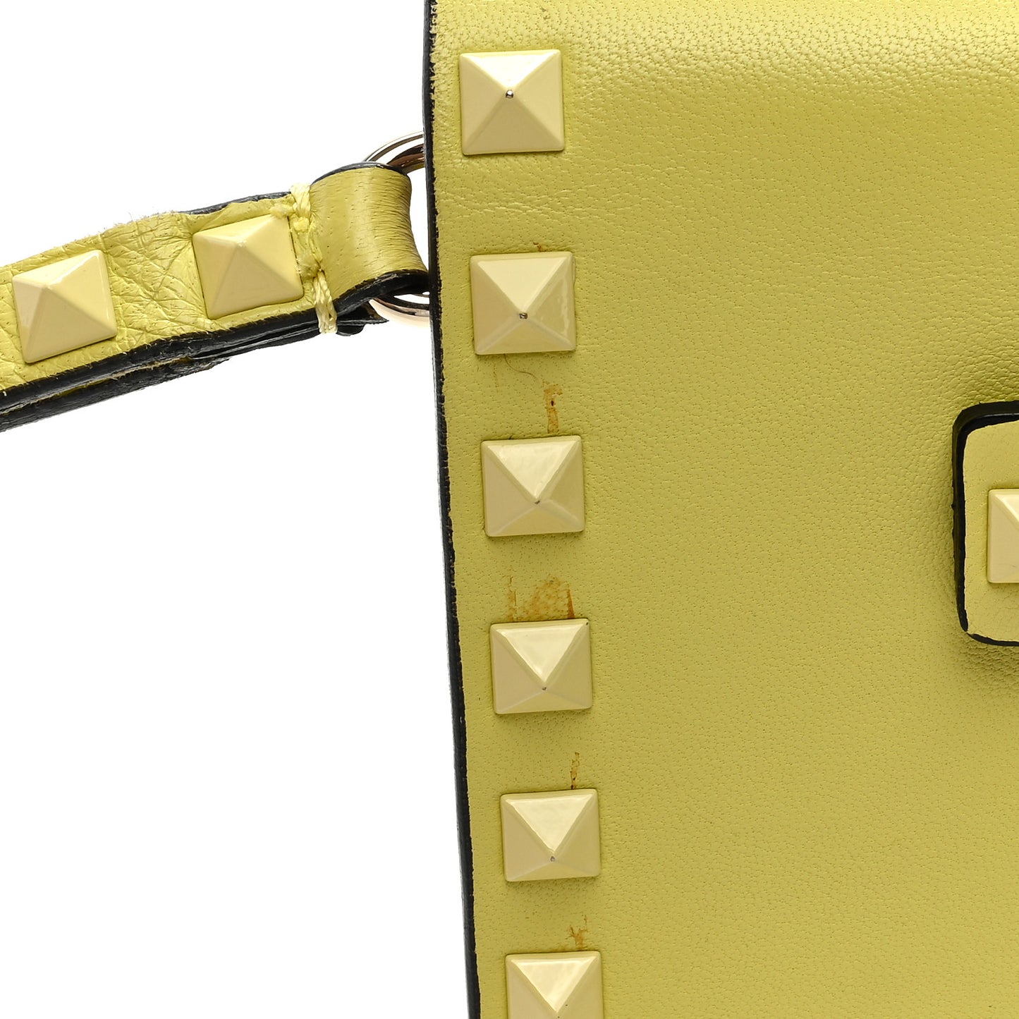 Nappa Monochrome Rockstud Wristlet Clutch Soft Yellow