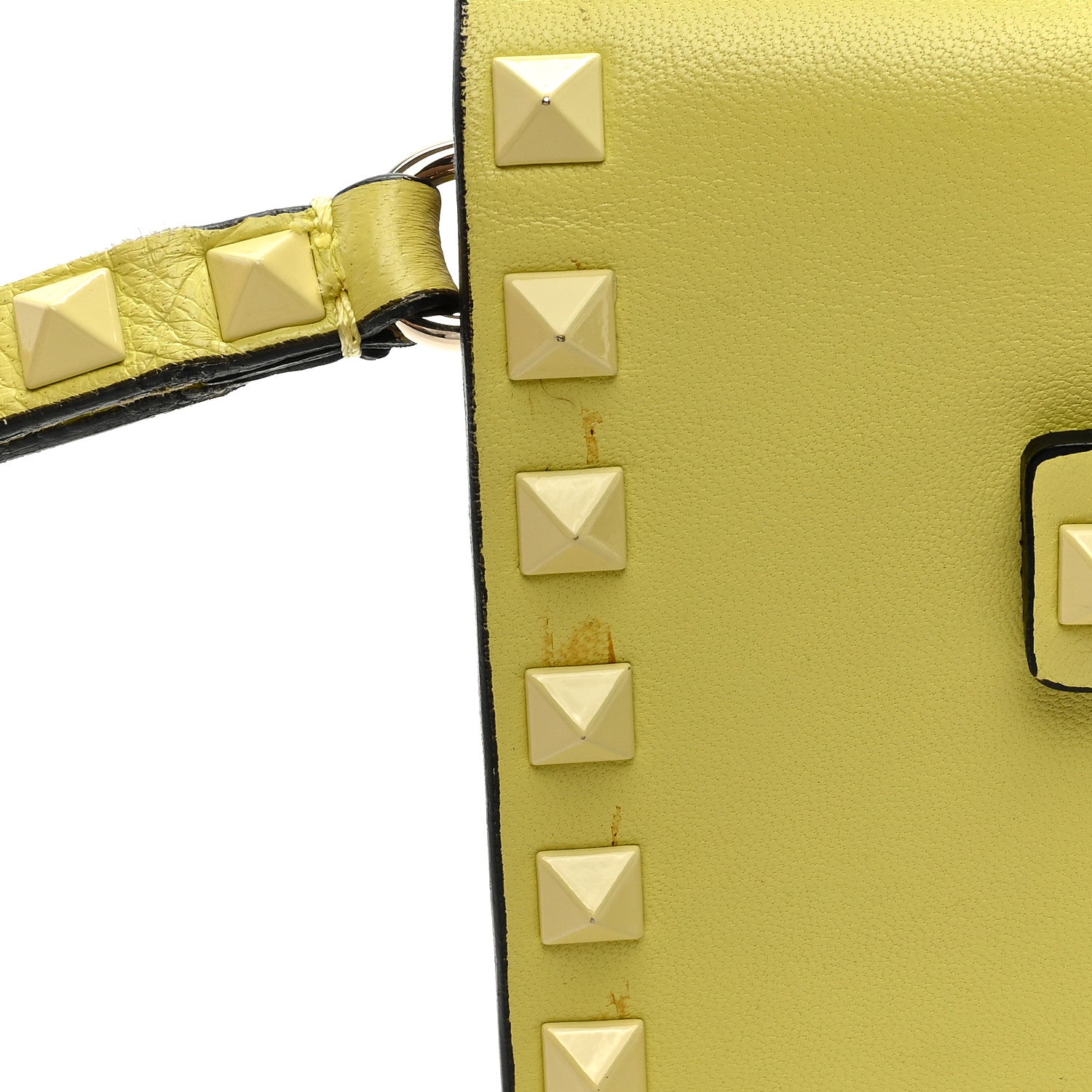 Valentino Garavani Nappa Monochrome Rockstud Wristlet Clutch Soft Yellow 8 of 10