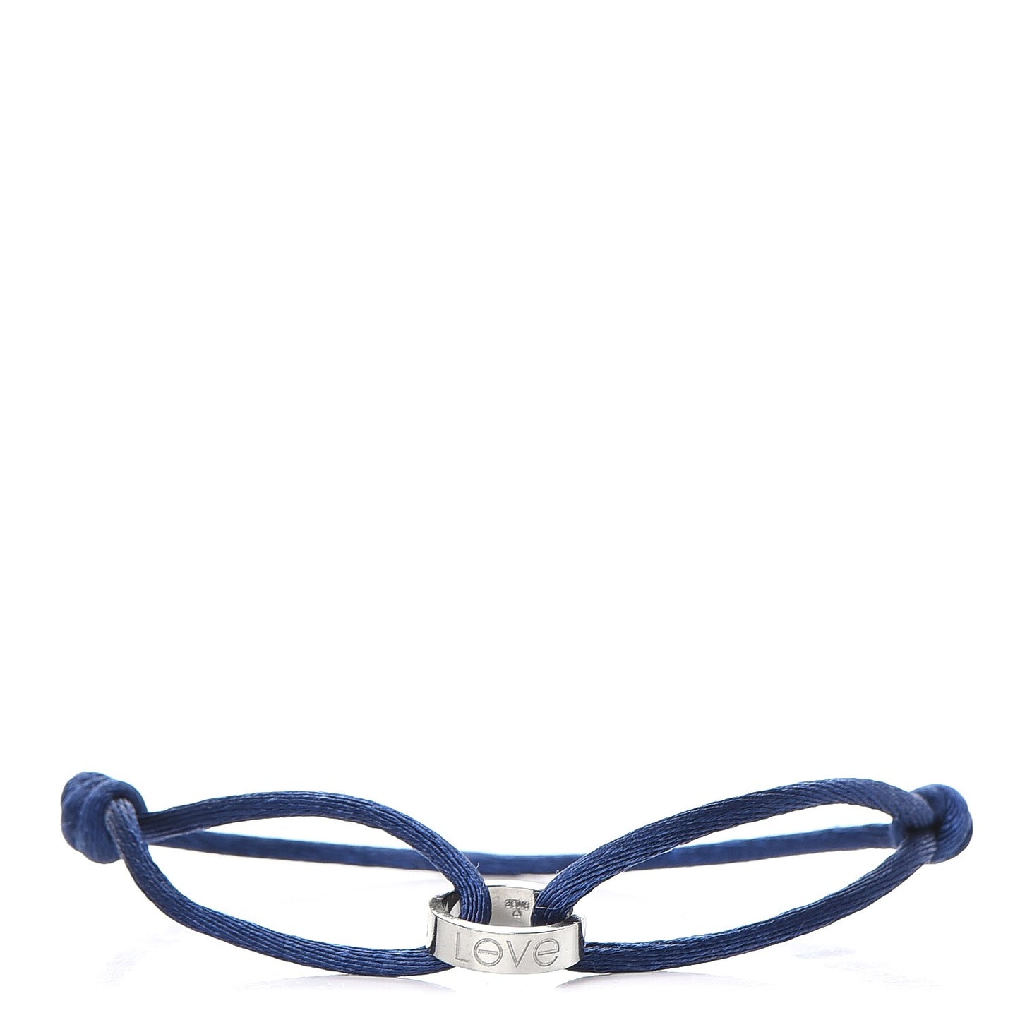 18K White Gold Charity LOVE Adjustable Cord Bracelet Royal Blue