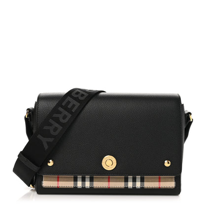 Burberry Grainy Calfskin Vintage Check Note Crossbody Bag Black 1 of 10