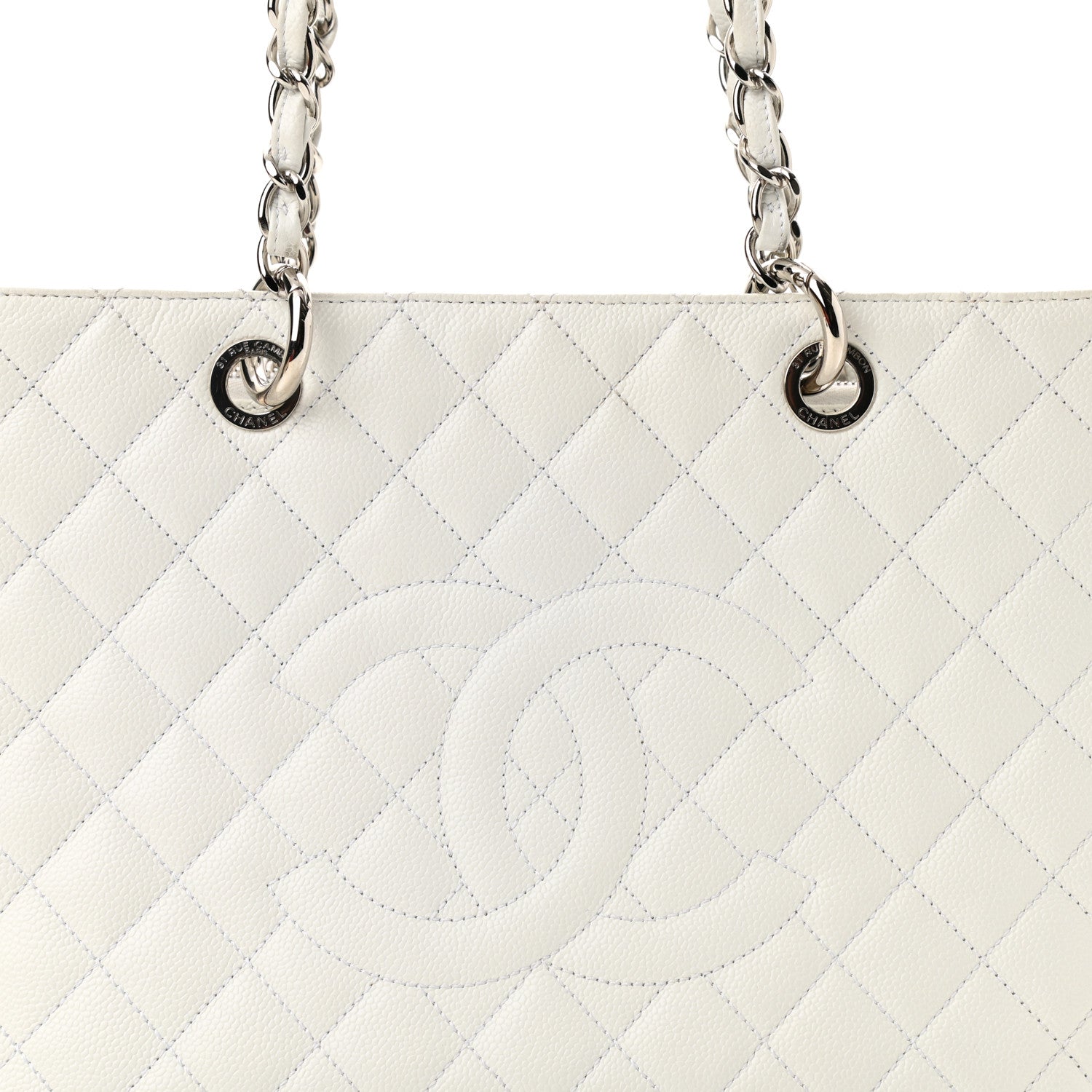 Chanel Caviar Quilted Grand Shopping Tote GST White 8 of 10