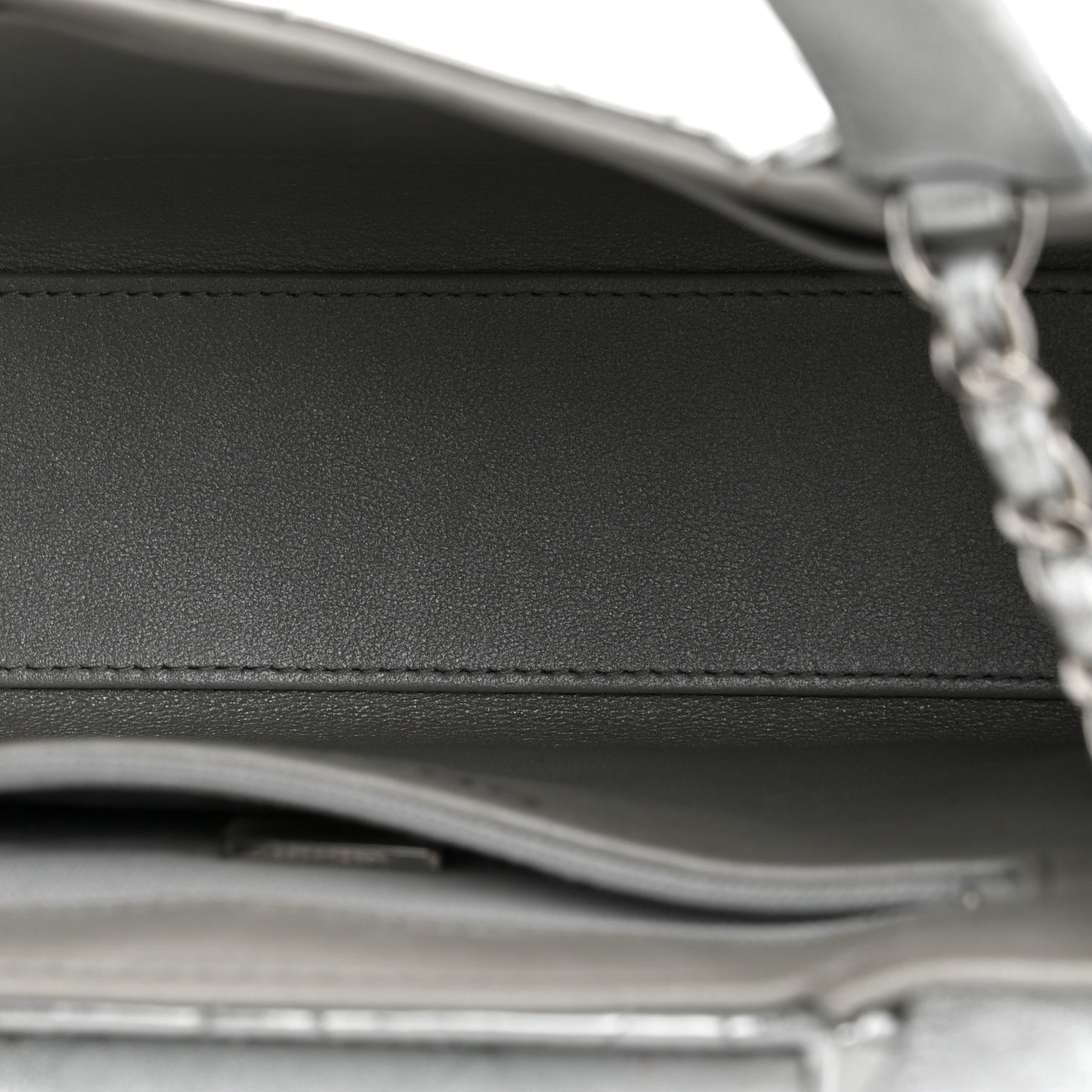 Mirror Calfskin Metallic Calfskin Quilted Nano Kelly Shopper Silvery