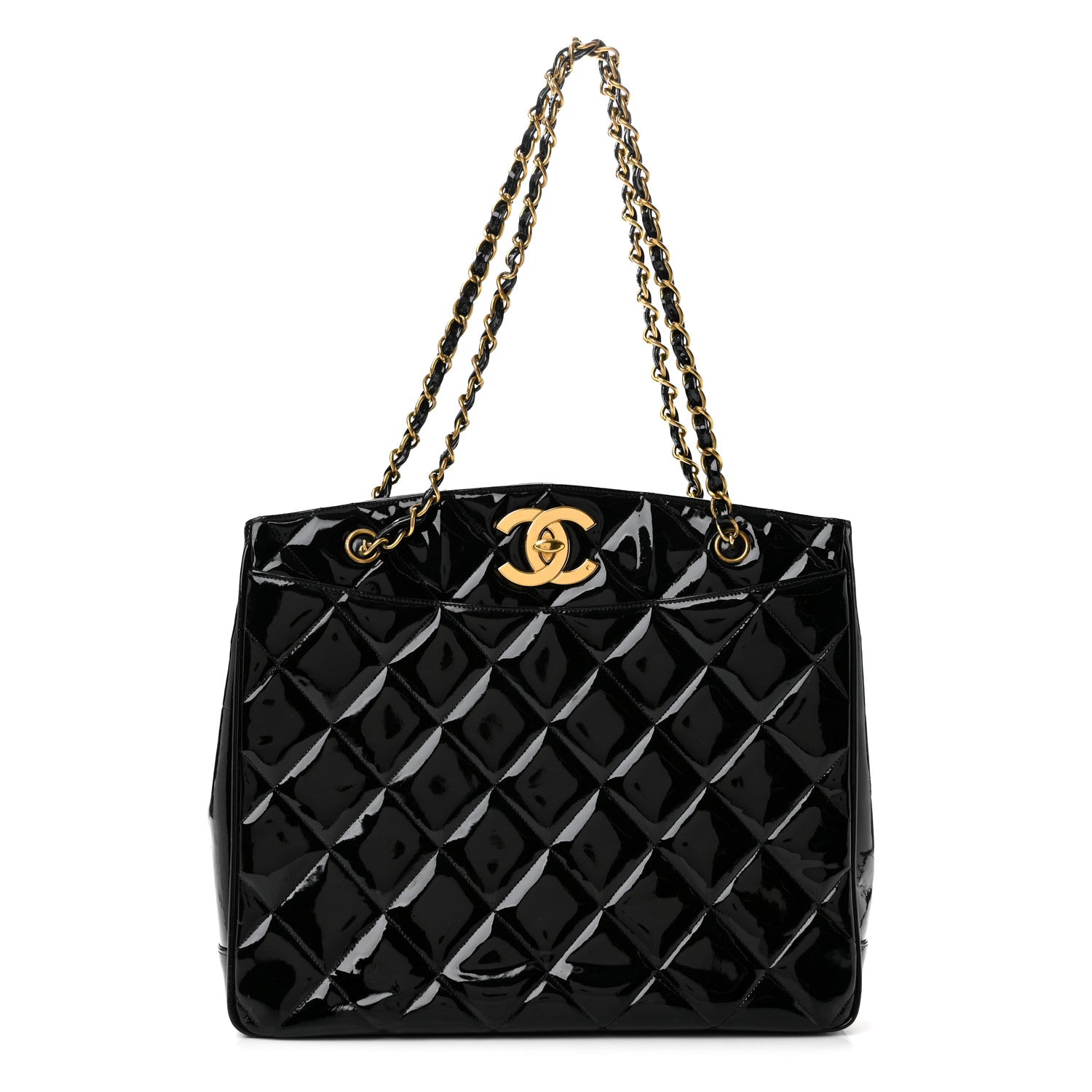 Chanel Patent Quilted CC Shoulder Bag Black 1 of 11