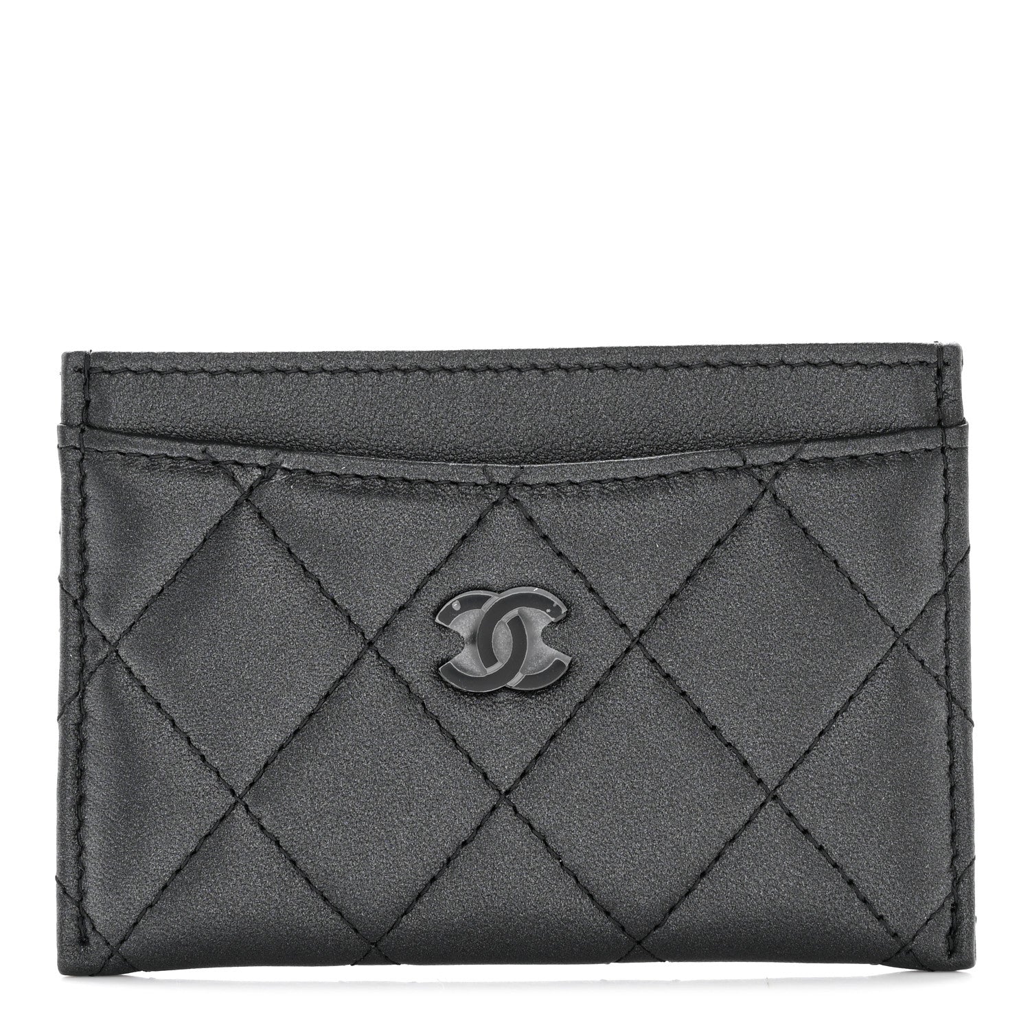 Chanel Pearly Lambskin Quilted Card Holder So Black 1 of 12