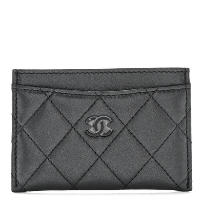 Chanel Pearly Lambskin Quilted Card Holder So Black 1 of 12