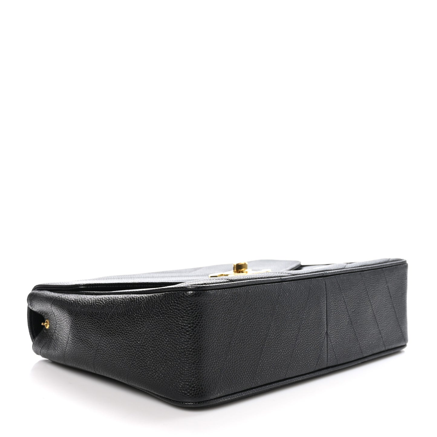 Caviar Chevron Quilted Jumbo Single Flap Black