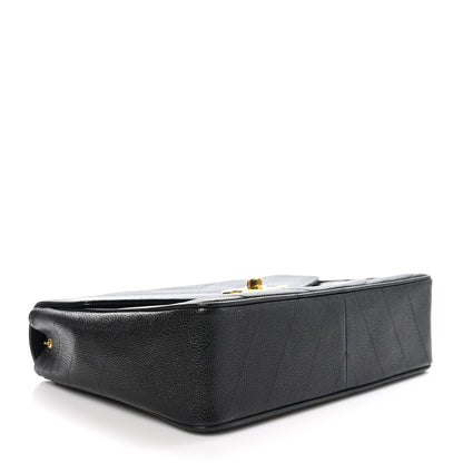 Chanel Caviar Chevron Quilted Jumbo Single Flap Black 4 of 10