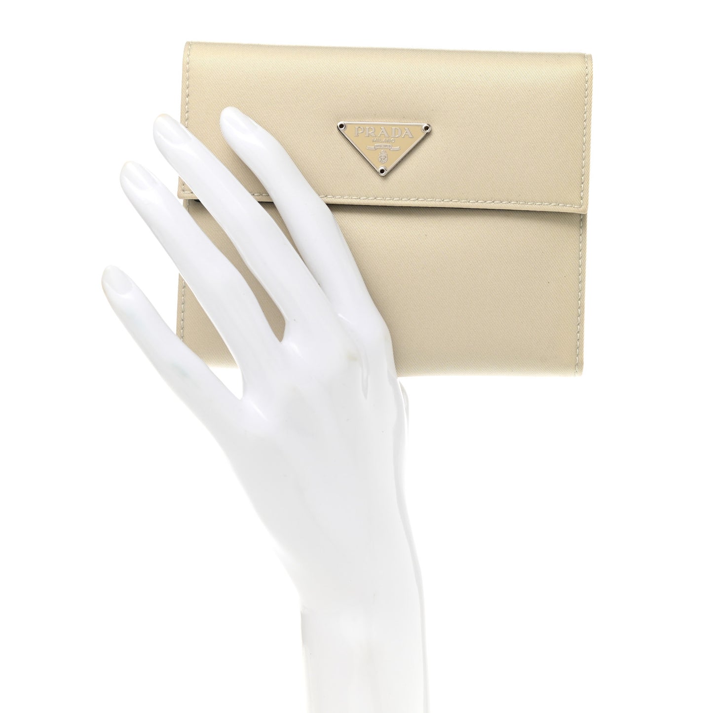 Tessuto Nylon Saffiano Tri-Fold Compact Wallet Lavanda