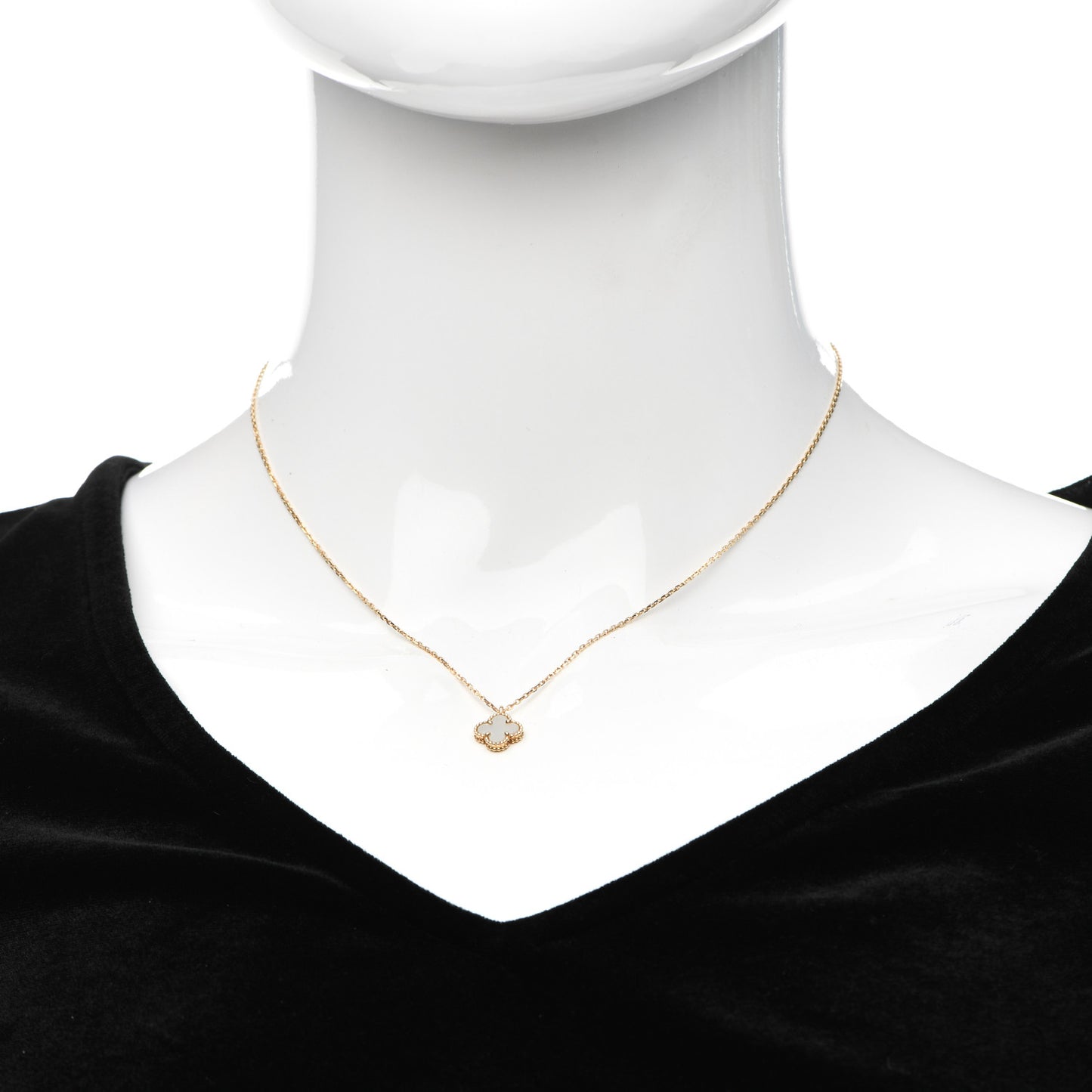 18K Yellow Gold Mother of Pearl Sweet Alhambra Pendant Necklace