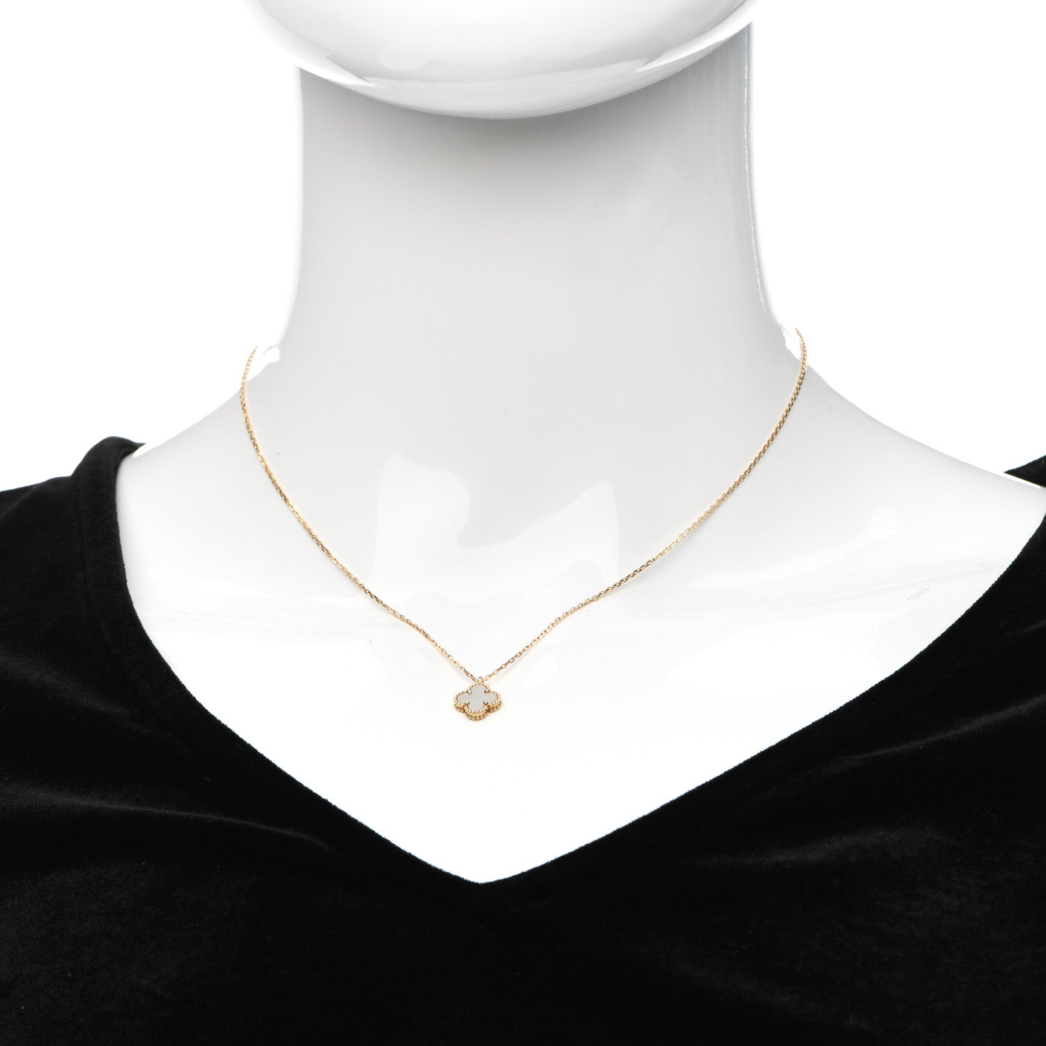 Van Cleef & Arpels 18K Yellow Gold Mother of Pearl Sweet Alhambra Pendant Necklace 2 of 6