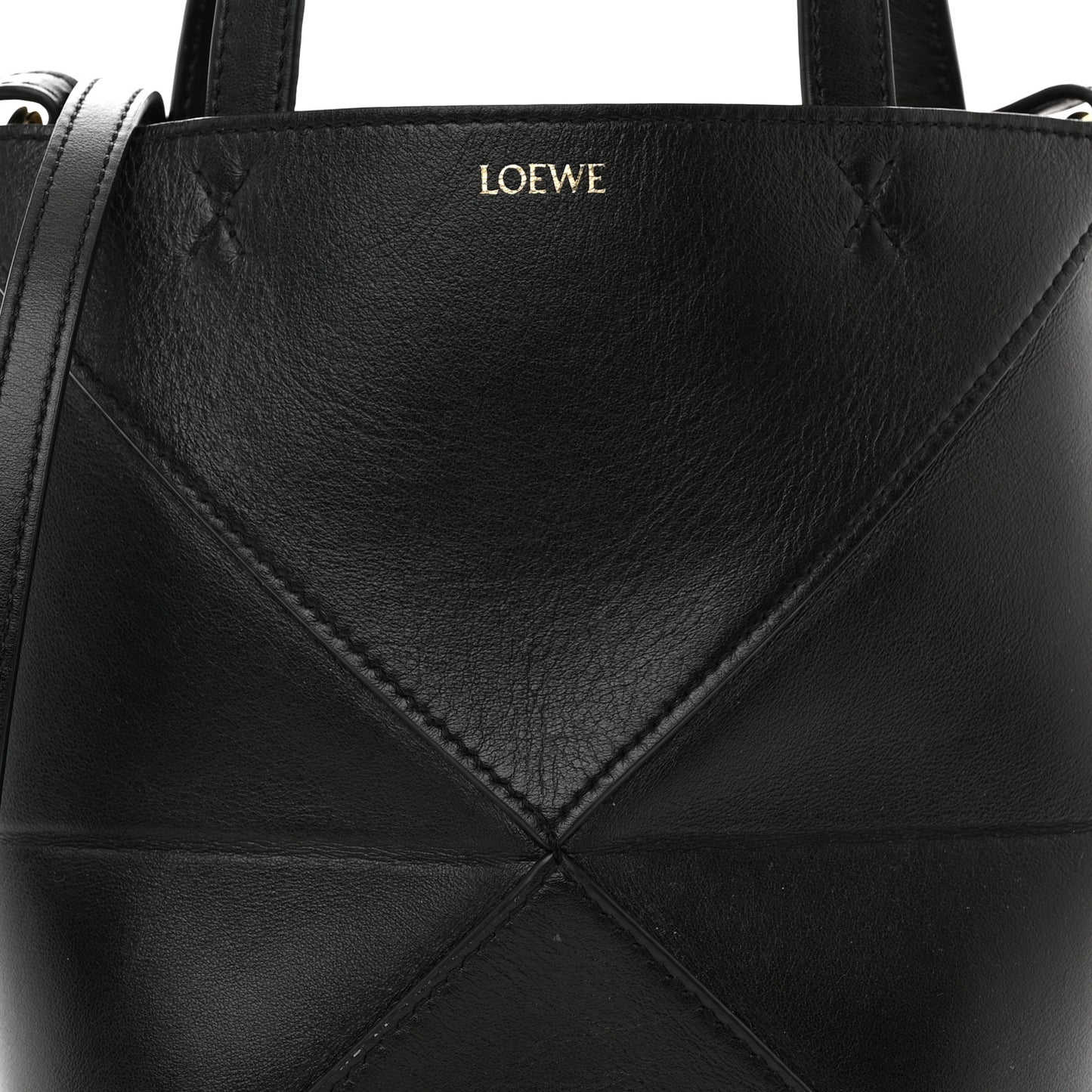 Shiny Calfskin Mini Puzzle Fold Tote Black