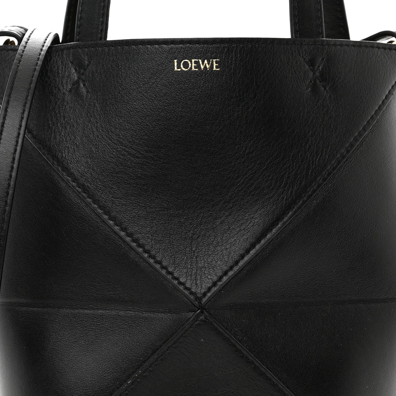 Loewe Shiny Calfskin Mini Puzzle Fold Tote Black 7 of 11