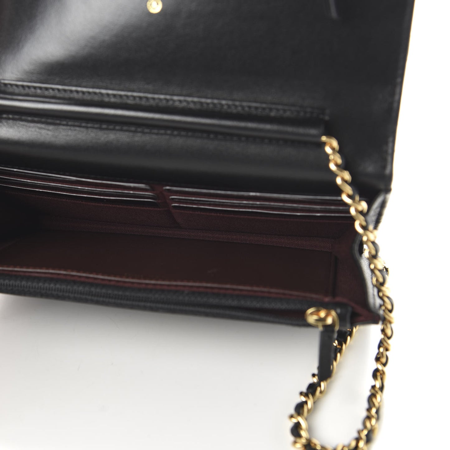 Lambskin Quilted Wallet On Chain WOC Black