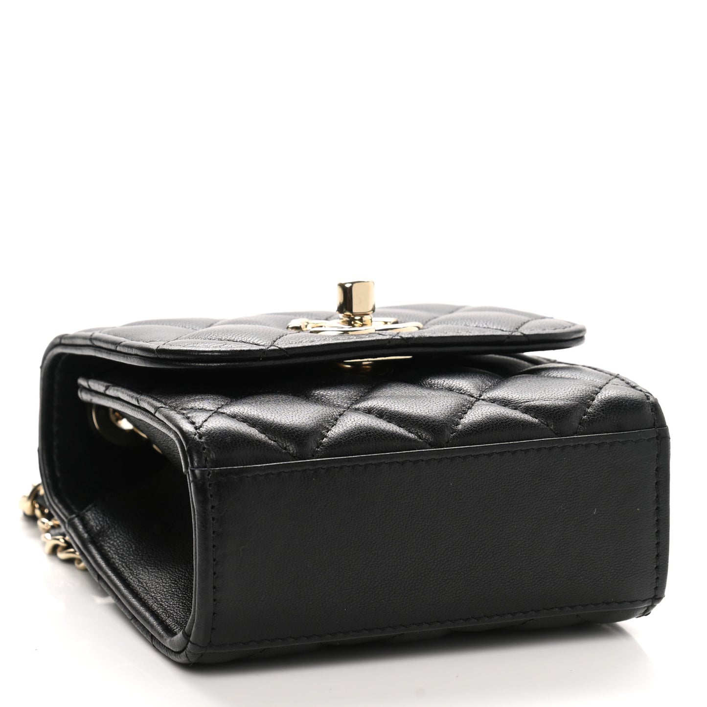 Lambskin Quilted Mini Trendy CC Chain Wallet Black