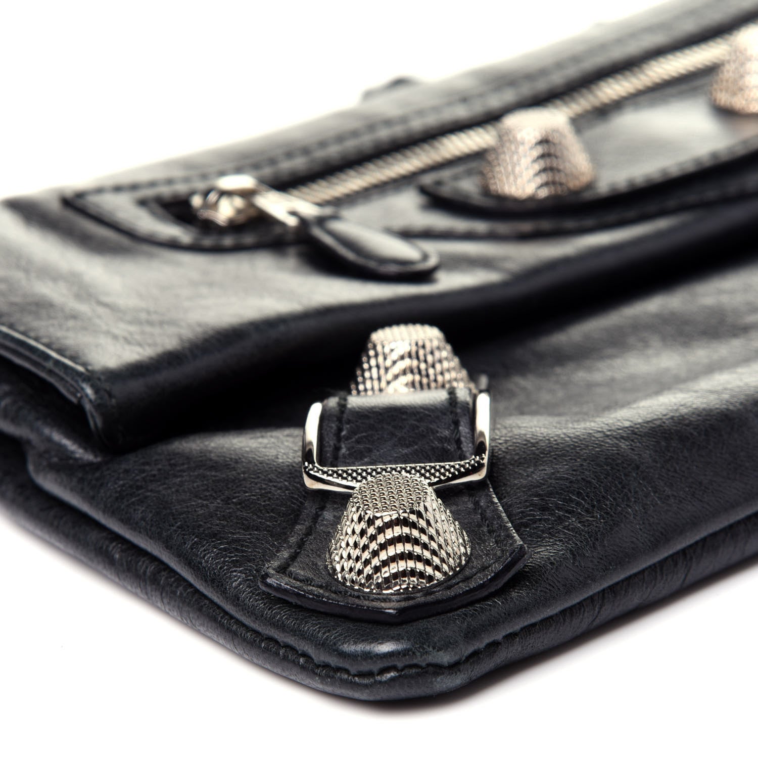 Balenciaga Agneau Giant 21 Silver Hardware Envelope Clutch Black 7 of 10