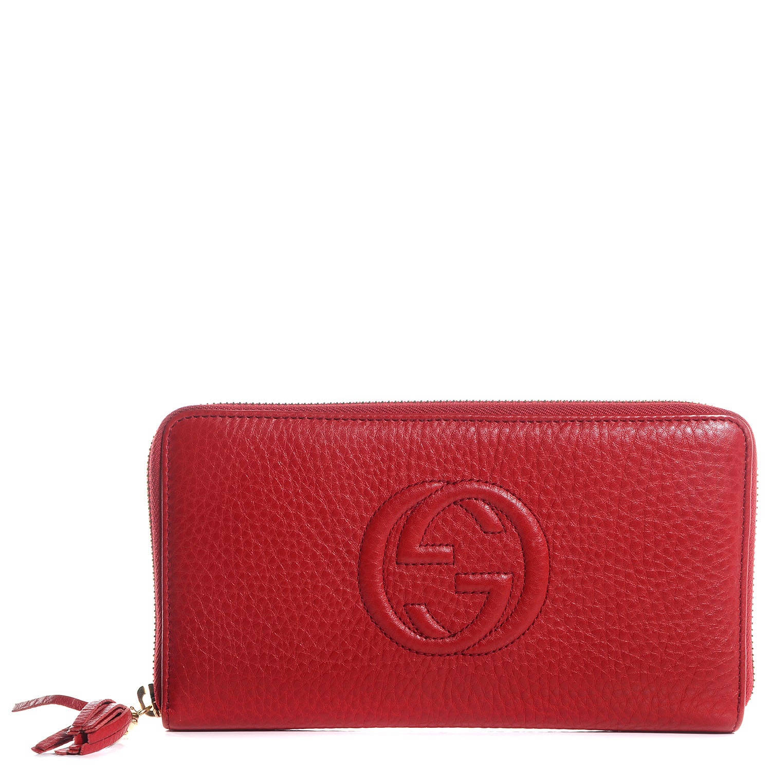 Gucci Pebbled Calfskin Soho Zip Around Wallet Tabasco Red 1 of 7