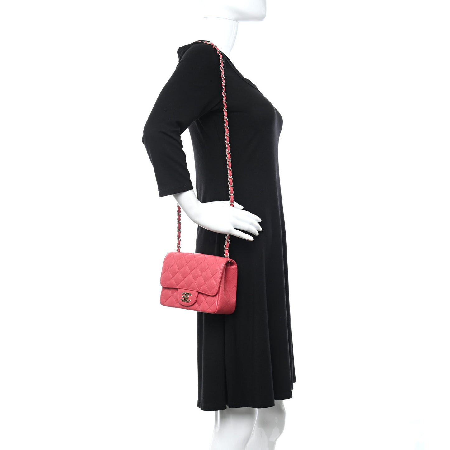 Caviar Quilted Mini Square Flap Pink