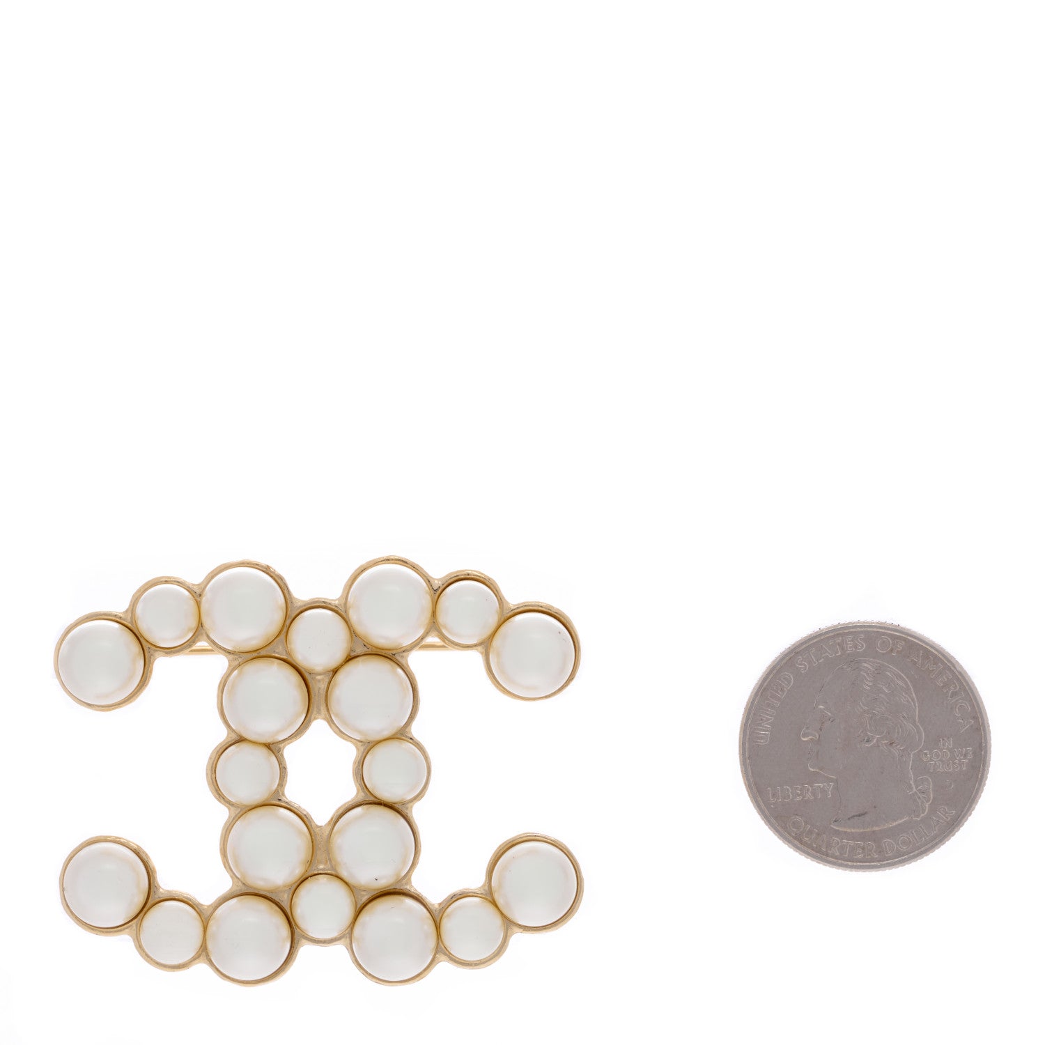 Chanel Pearl CC Brooch Gold Pearly White 2 of 4