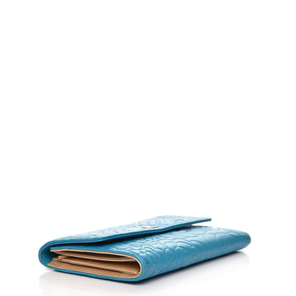 Chanel Lambskin Embossed Camellia Large Flap Wallet Turquoise 4 of 8