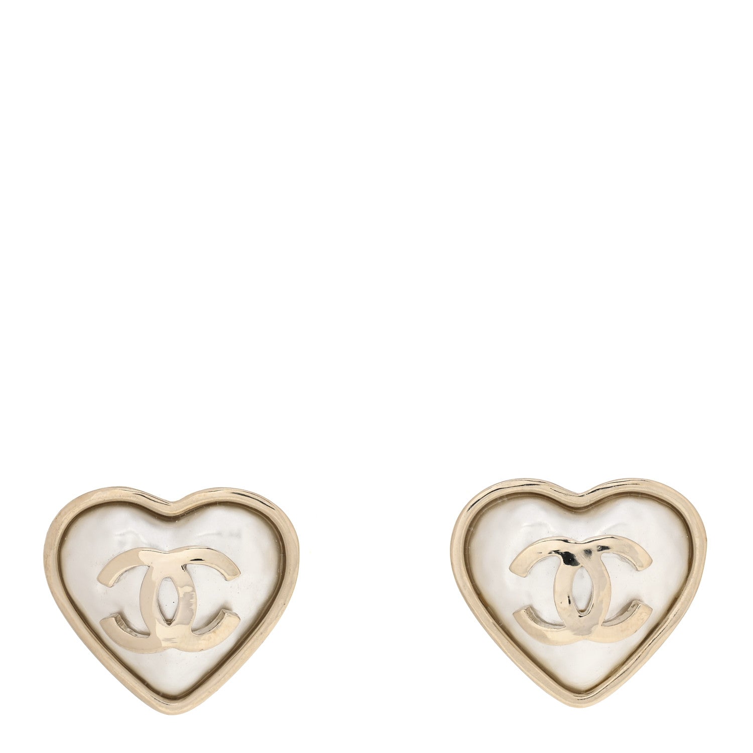 Chanel Pearl CC Heart Earrings Gold 1 of 4