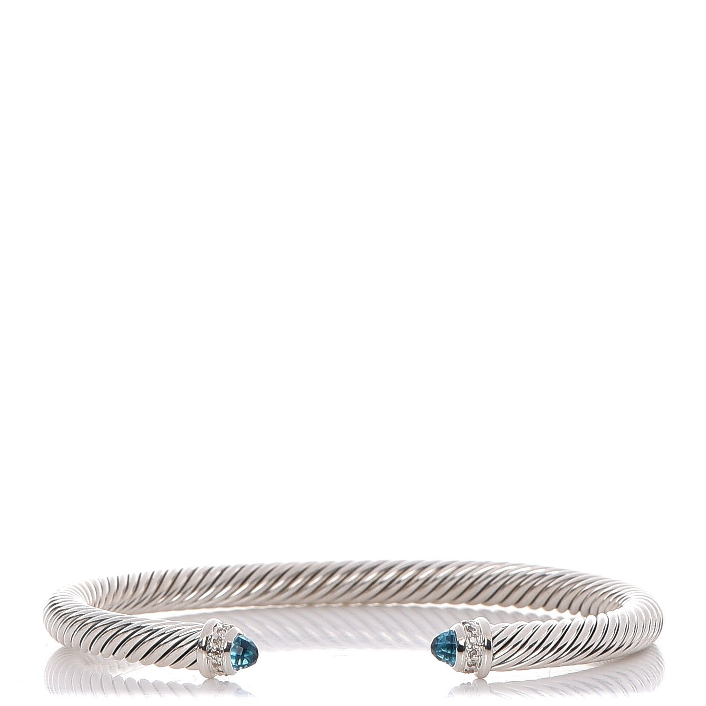 Sterling Silver Diamond Blue Topaz 5mm Cable Classics Bracelet