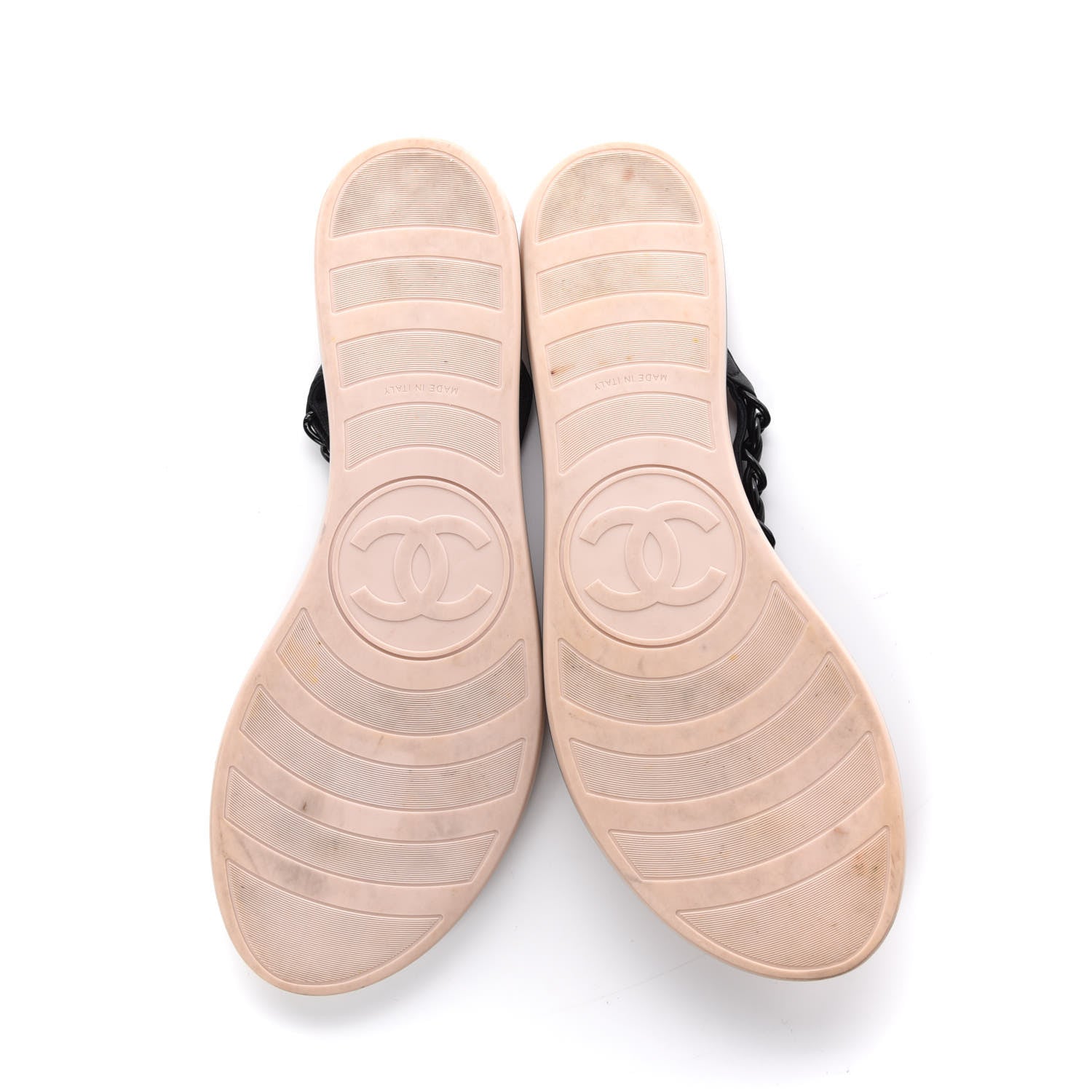 Chanel Calfskin Quilted Chain Thong Sandals 38 Black 7 of 14