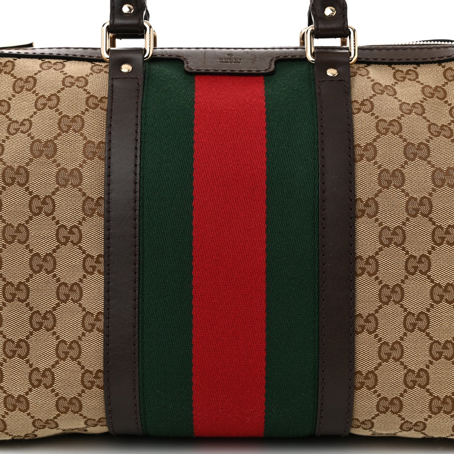 Monogram Selleria Calfskin Vintage Web Medium Boston Beige Ebony Cocoa