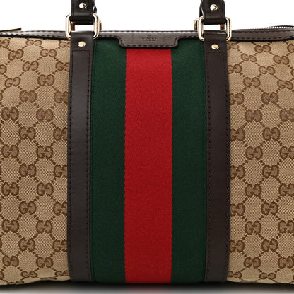 Gucci Monogram Selleria Calfskin Vintage Web Medium Boston Beige Ebony Cocoa 8 of 10