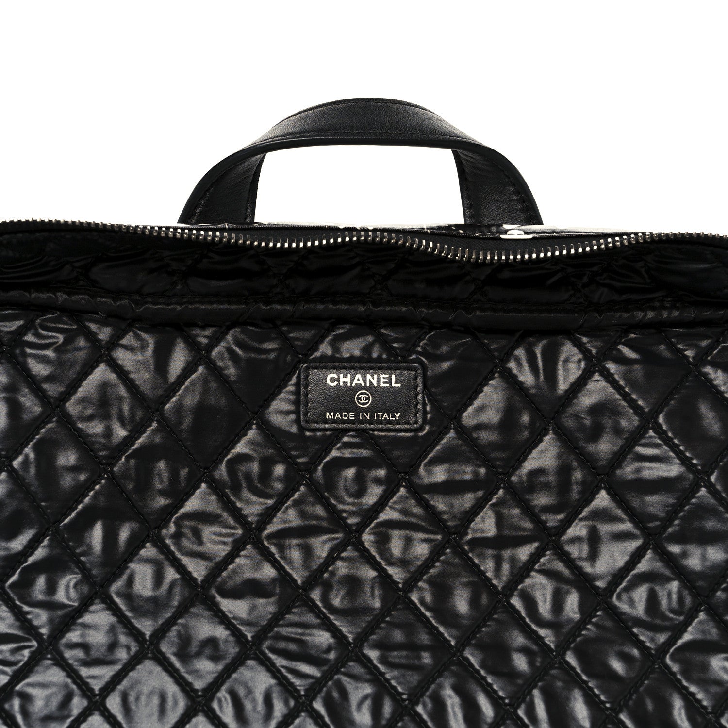 Chanel Coated Canvas Airline Large Travel Bag Black White 1798336