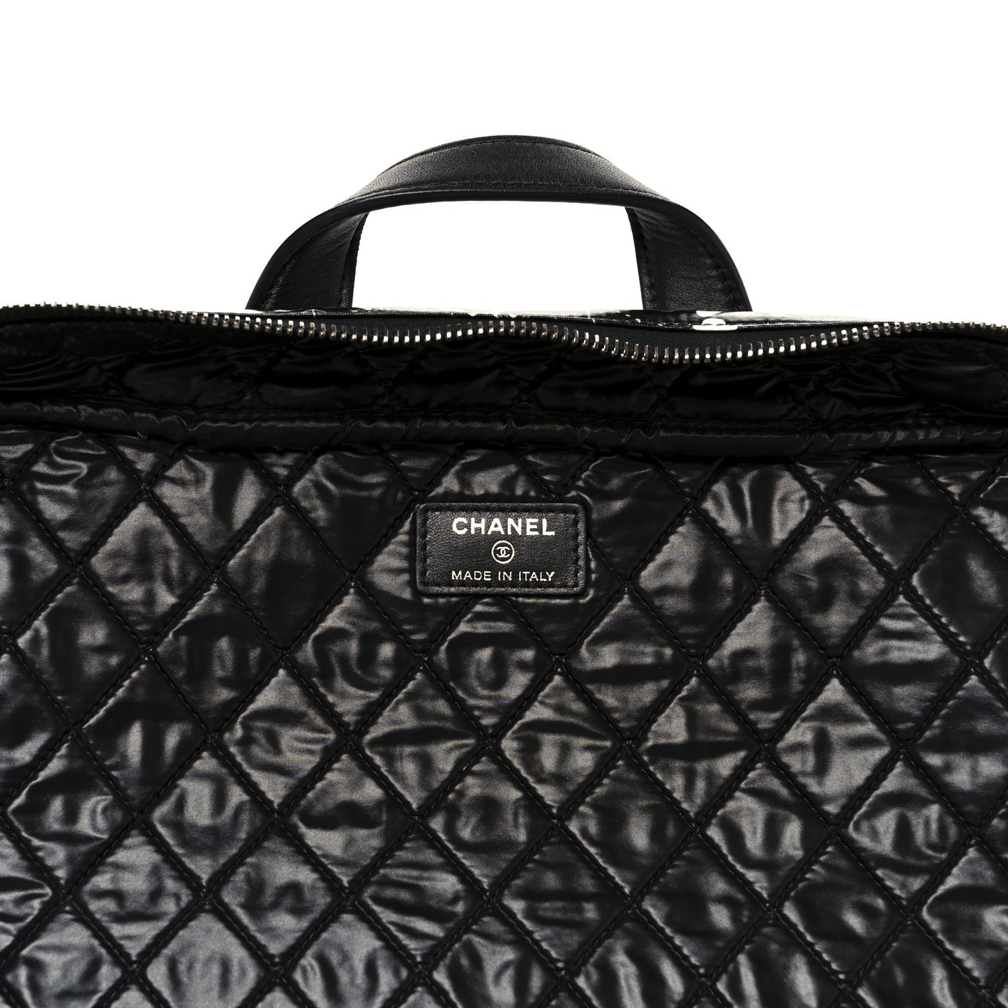 Coated Canvas Airline Large Travel Bag Black White