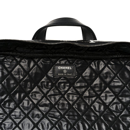 Chanel Coated Canvas Airline Large Travel Bag Black White 6 of 10