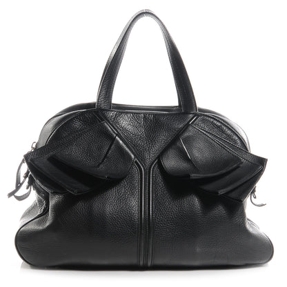 Saint Laurent Pebbled Leather Large Y Bow Tote Black 1 of 8