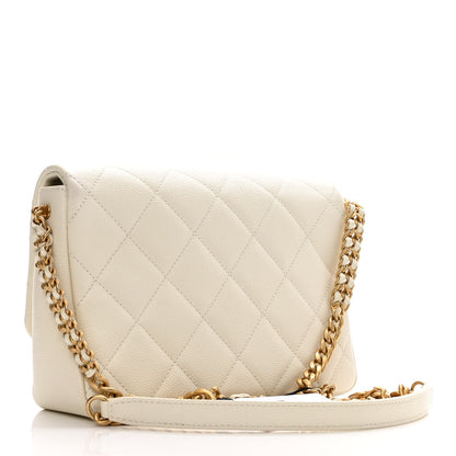 Chanel Shiny Caviar Quilted Small Chain Melody Flap White 3 of 11
