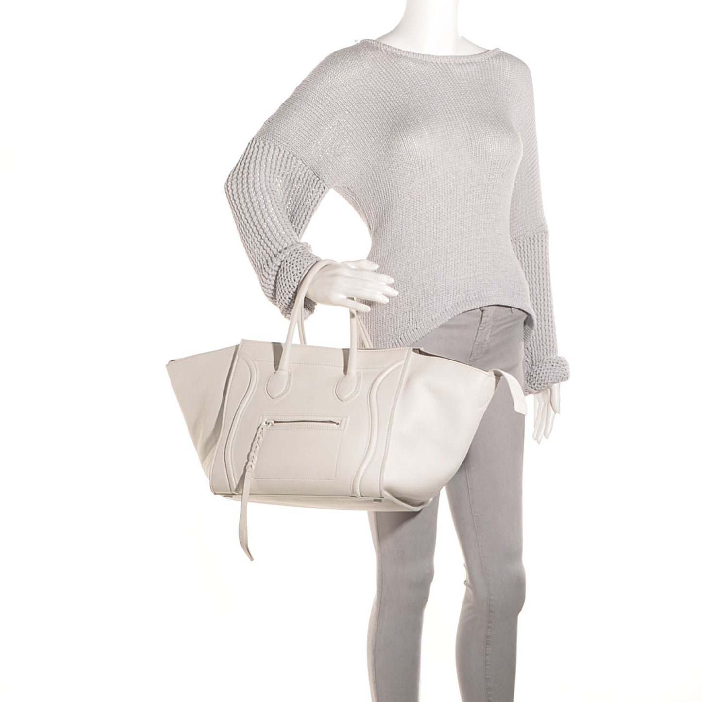 Supple Calfskin Medium Phantom Luggage White