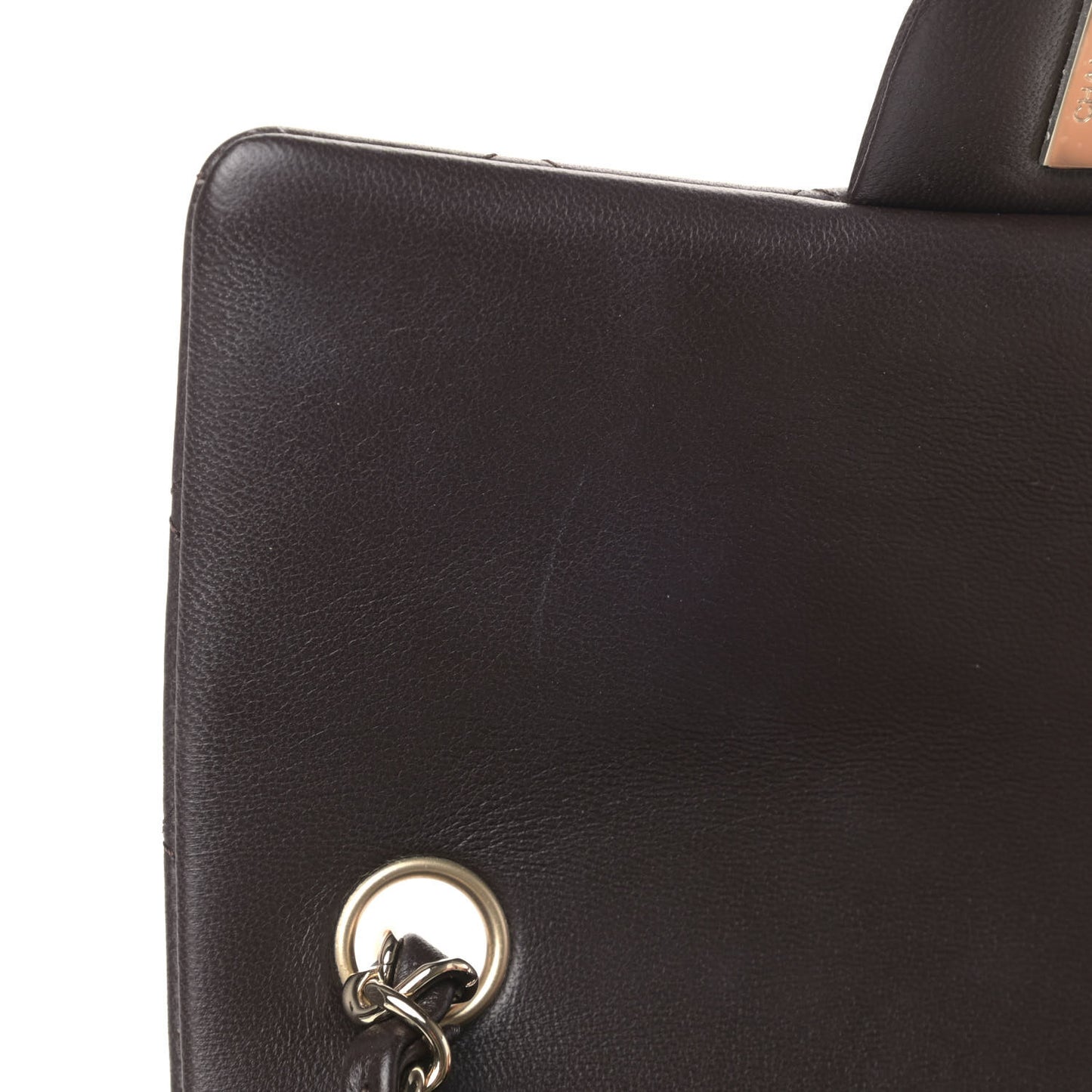 Lambskin Quilted Mini Rectangular Flap Dark Brown