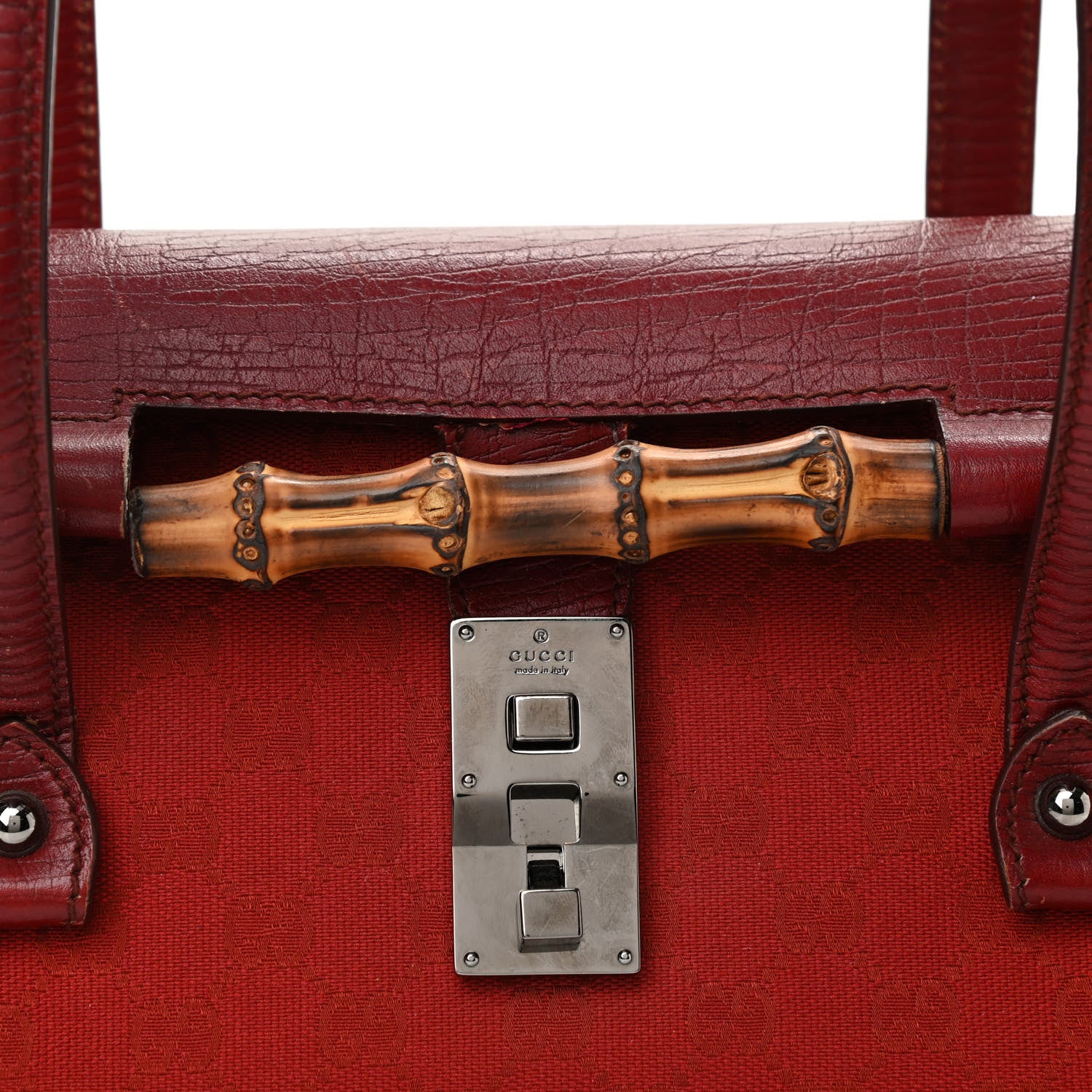 Gucci Monogram Bamboo Bullet Bag Red 8 of 17