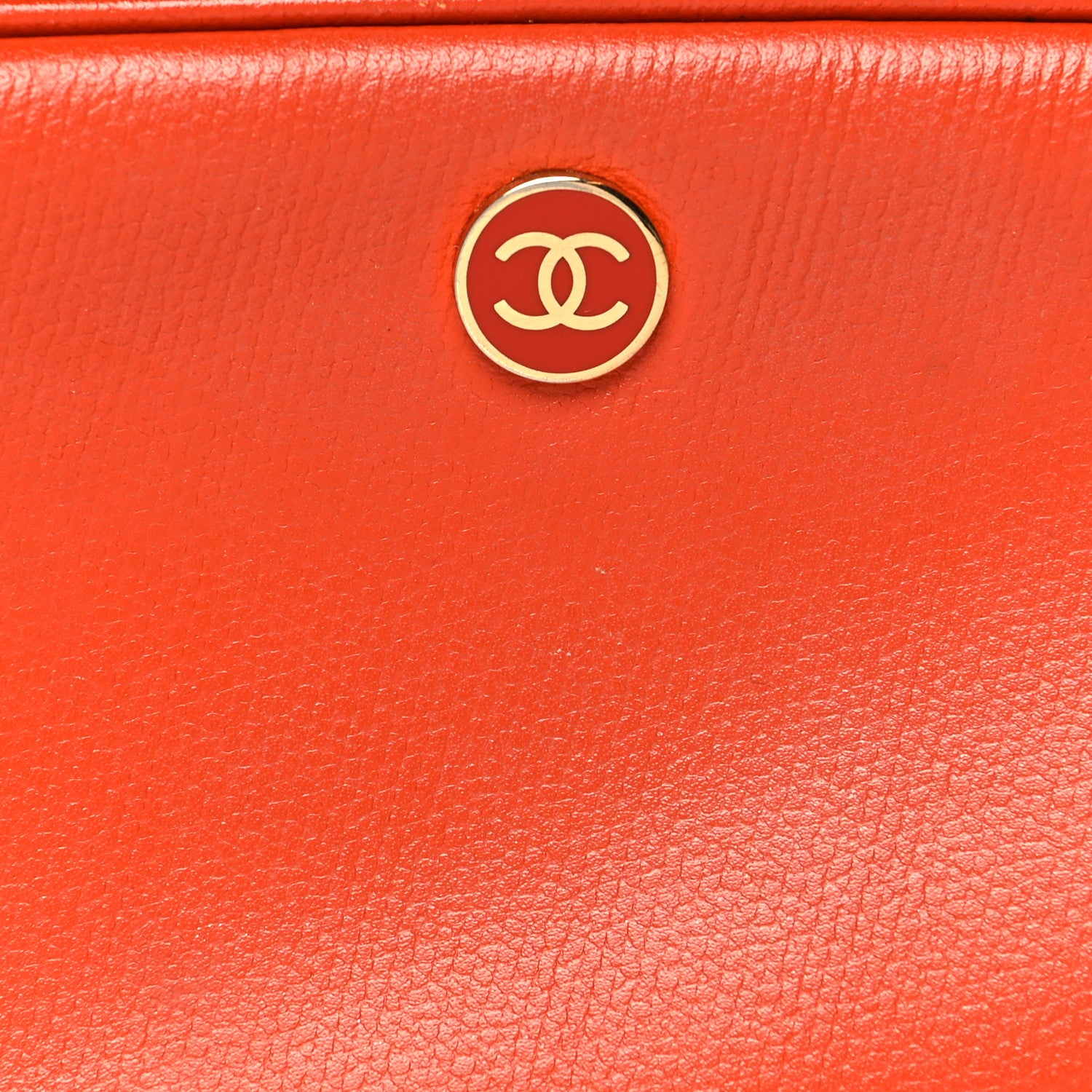 Chanel Grained Calfskin CC Button Medium Pouch Cosmetic Case Orange 8 of 15