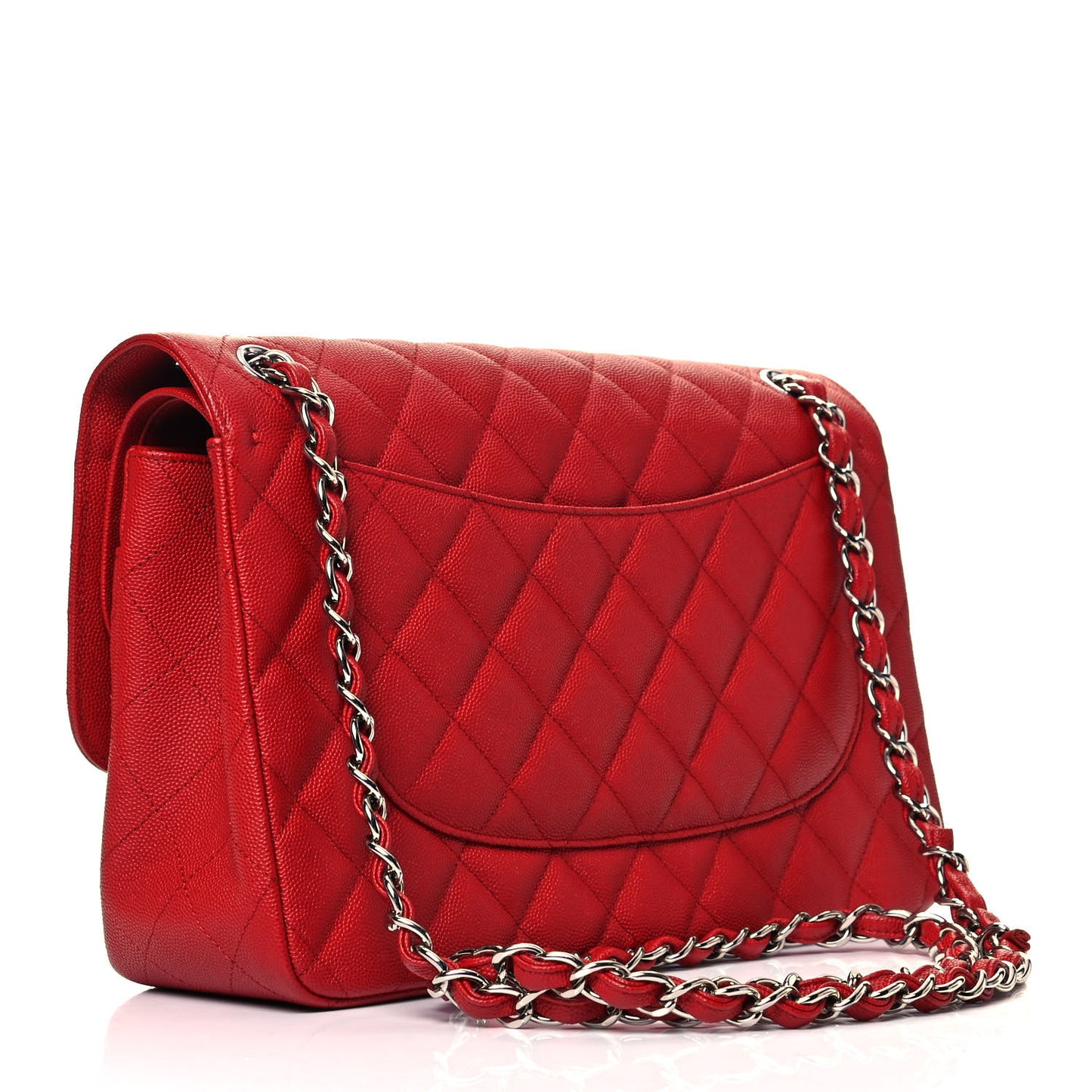 Caviar Quilted Jumbo Double Flap Red