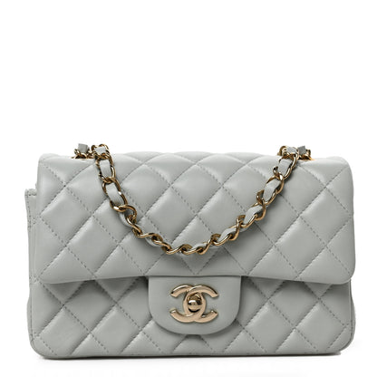 Chanel Lambskin Quilted Mini Rectangular Flap Grey 1 of 9