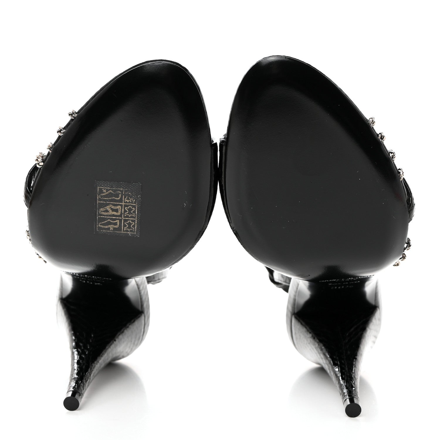 Saint Laurent Calfskin Chain Cristal Sandals 36.5 Black 5 of 7