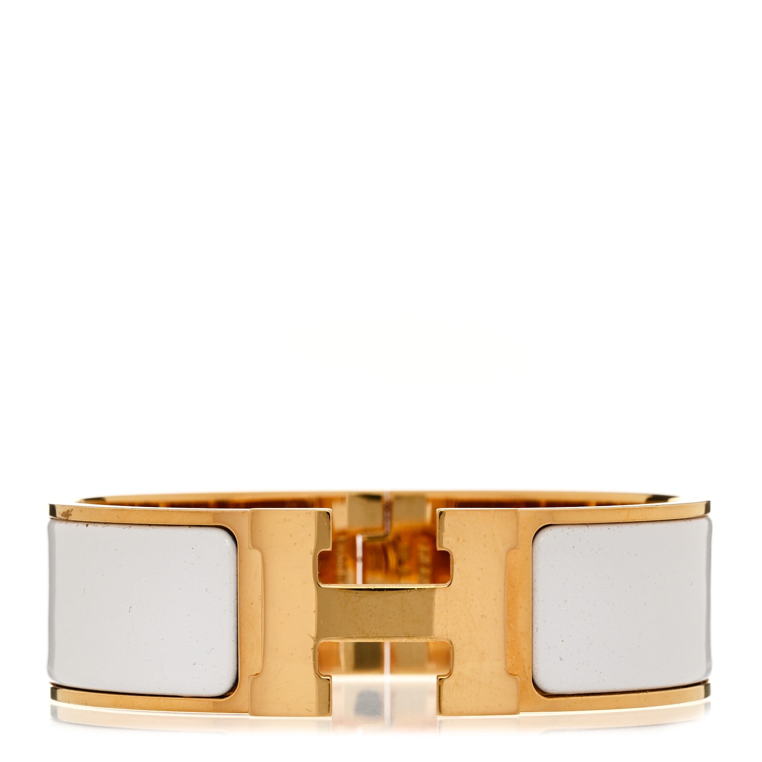 Hermes Enamel Wide Clic Clac H Bracelet GM White 1 of 5