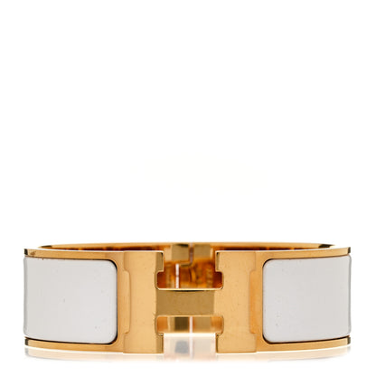 Hermes Enamel Wide Clic Clac H Bracelet GM White 1 of 5
