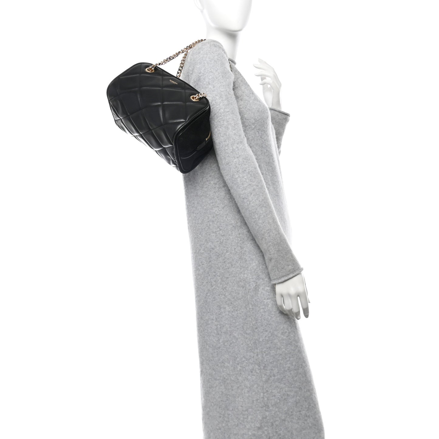 Lambskin Suede Quilted Small Double Cube Bag Black