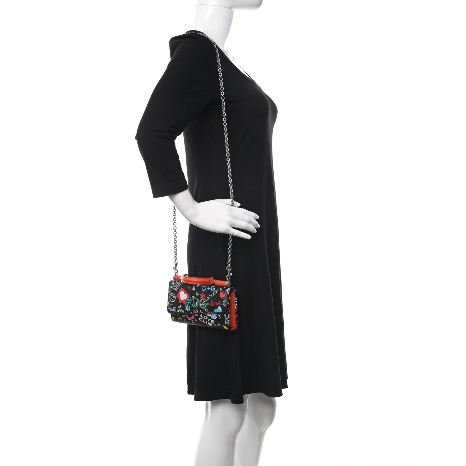 Dolce & Gabbana Dauphine Graffiti Print Mini Sicily Von Satchel Black Multicolor 2 of 10