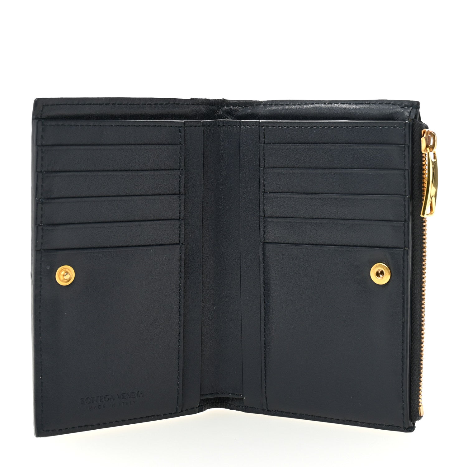 Bottega Veneta Nappa Intrecciato Medium Bi-Fold Zip Wallet Dark Blue 5 of 8